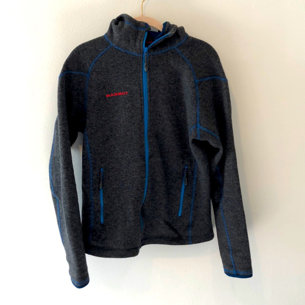 Mammut Zip Up Grey and Blue Hoodie Medium